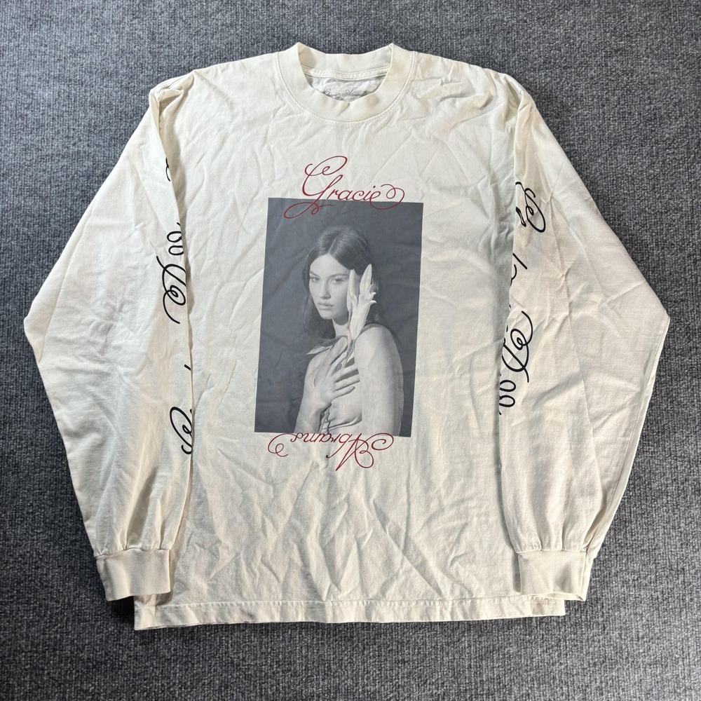Gracie Abrams Shirt Mens Medium Beige Good Riddance Tour Graphic Long Sleeve USA